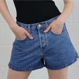 Etica Anthropologie Haven High Waist Relaxed Denim Shorts Blue 30 NWT